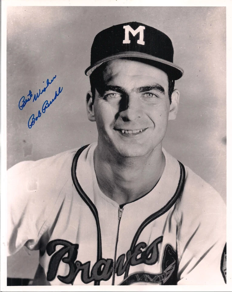 Bob Buhl 亲笔签名 8x10-密尔沃基勇士投手 1950 年代棒球 D-2001 — 第 1/1 张图片