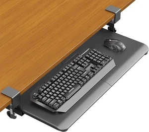 Under Desk Pull Out Keyboard Tray with Clamps - 65x30cm - Black - Picture 1 of 9