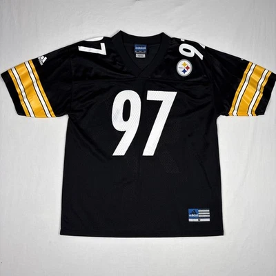 Vintage Kendrell Bell Adidas Jersey Men's M Pittsburgh Steelers Home Mesh #97 - Image 1 of 4