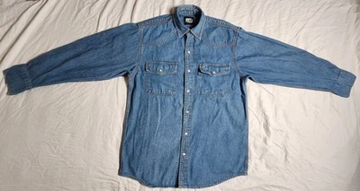 Camisa de Trabajo Western Denim Vintage KEY 1908 Para Hombre Mediana Perla Mangas Largas a Presión Foto 1 de 4