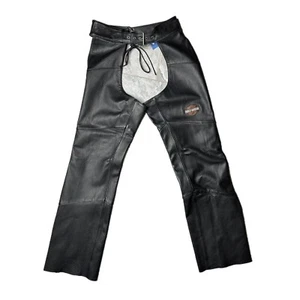 Genuine Harley Davidson Motorcycle Leather Chaps Black Mens Small - Bild 1 von 5