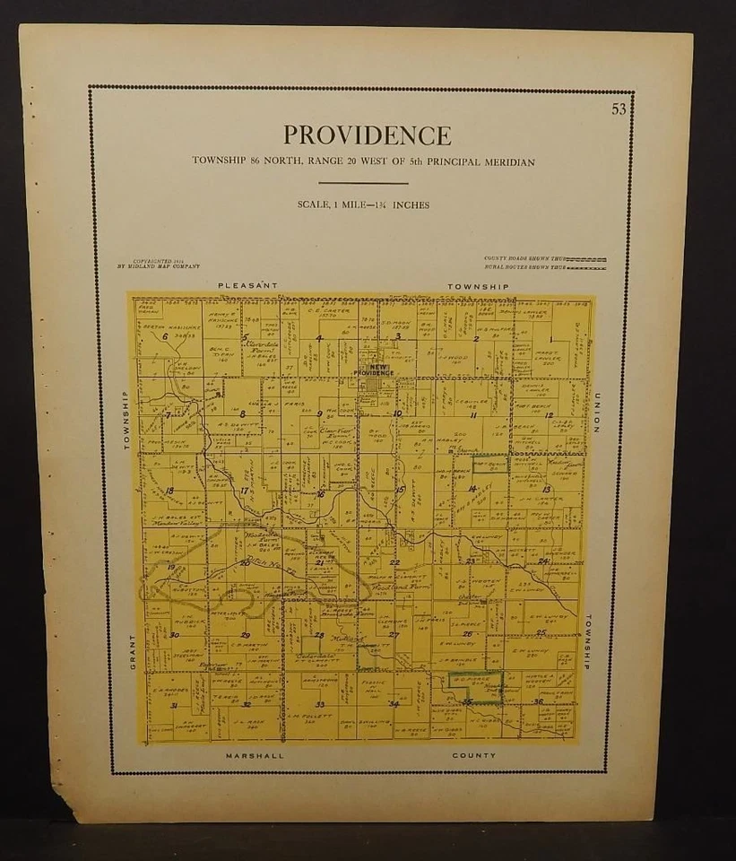 Iowa Hardin County Map Providence Township  1916   L10#58 - Image 1 of 1
