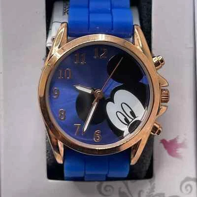 Disney Mickey Mouse Watch Womens 29mm Case Blue Rubber Strap Quartz In Box - Image 1 of 4