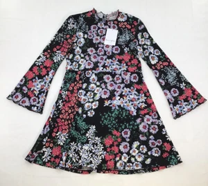 Love Fire Girls Size Large Black Floral Long Bell Sleeve Dress - Picture 1 of 4