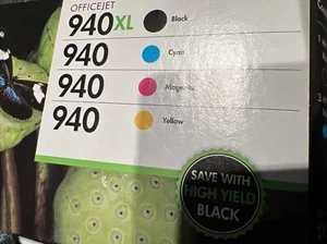 GENUINO HP 940XL Negro 940 Tinta Color Paquete de 4 para Officejet 8000 8500 Caja Abierta NUEVO - Imagen 1 de 6