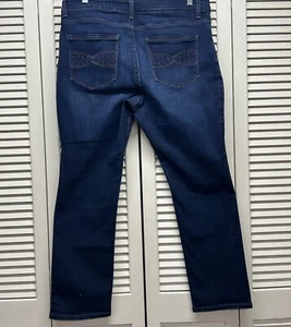 Lee Perfect Fit Straight Leg Jeans Women's Size 14 Short Blue Mid Rise Studded - Picture 1 of 11