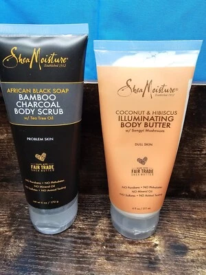 乳木果保湿竹炭身体磨砂膏椰子木槿发光身体  — 第 1/4 张图片