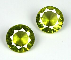 17.20 Ct Round Treated Green Sphene Titanite Natural Gems Pair Certified ST55