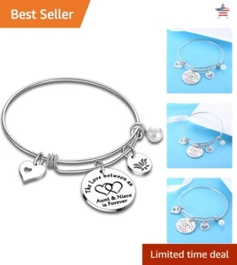 Fashion Engraved Aunt Bracelet - Unique Gift for Aunt or Niece - Stainless Steel - Picture 1 of 7