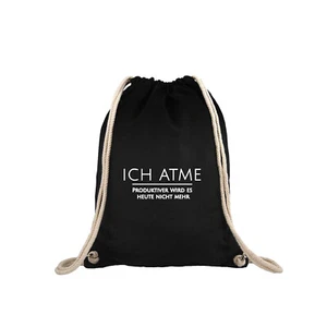 Premium Turnbeutel Gymsack Sportbeutel Damen Herren Ich Atme ... -Schwarz- NEU - Bild 1 von 4