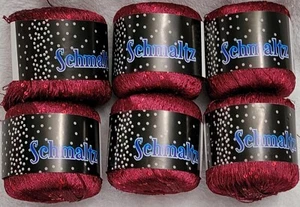 New Lot 6 Balls Knitting Fever Schmaltz Sequin Yarn Dark Red 284yds 50g - Bild 1 von 3