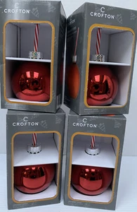 Christmas Ornament Sipper 13.5oz Set Of 4 Red With Straw Twist Off Cap Boxed - Picture 1 of 4