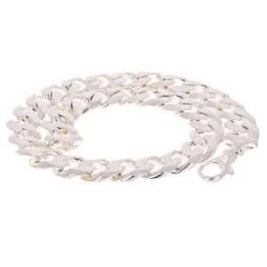 Collar de cadena de eslabones cubanos sólidos de plata de ley 925 16 mm 18" 175,2 gramos - Imagen 1 de 3