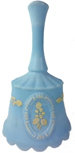 1978 Westmoreland Glass Antique Blue Beaded Bouquet Cameo 6"t Collectible Bell - Picture 1 of 6