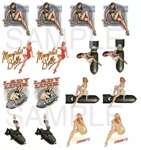 Nose Art Pin Ups Wasserrutsche Aufkleber Modell Flugzeug Pin Up Mädchen jeweils 3/4"" bis 1 - Bild 1 von 1