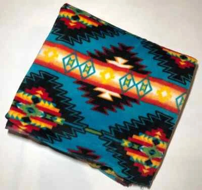 ZooFleece Blue Southwestern Aztec Native American Throw Bedding Blanket 50X60"