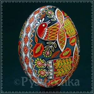 Real Ucraniano Pysanky Pollo Pysanka Alta Calidad por Romano Huevo de Pascua Hecho a Mano - Imagen 1 de 11