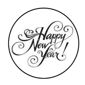48 HAPPY NEW YEAR ENVELOPE SEALS LABELS STICKERS 1.2" ROUND - Picture 1 of 1