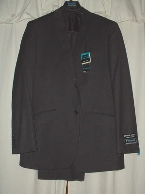 Men's Ferricci "Louis" Super 150's Slim Fit 42R Small Pinstripe Suit NWT Coffee - Image 1 of 4