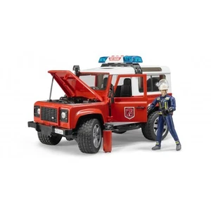 BRUDER 1:16 JEEP LAND ROVER DEFENDER STATION WAGON CON VIGILE DEL FUOCO   02596 - Foto 1 di 1