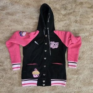 Celebrity Babe Girls Heart Snap Hoodie Cupcake Ice Cream Black Pink Size XL - Picture 1 of 9