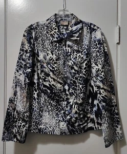 Chico's Women's Animal Print Lightweight Full Zip Jacket Size 1(Approx. Size 8) - Picture 1 of 2