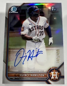 2022 Bowman Cromo QUINCY HAMILTON Refractor Automático #103/499 #CPA-QH Astros - Imagen 1 de 7