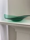 Vintage Unique Asymmetrical Hand Blown Green Art Glass Bowl/ Dish Pontil Mark