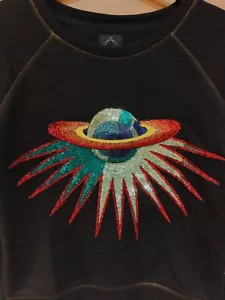 Brandneu mit Etikett Planet Saturn Sweatshirt mit Paillettenapplikation von Home of the Soul XS S - Bild 1 von 7