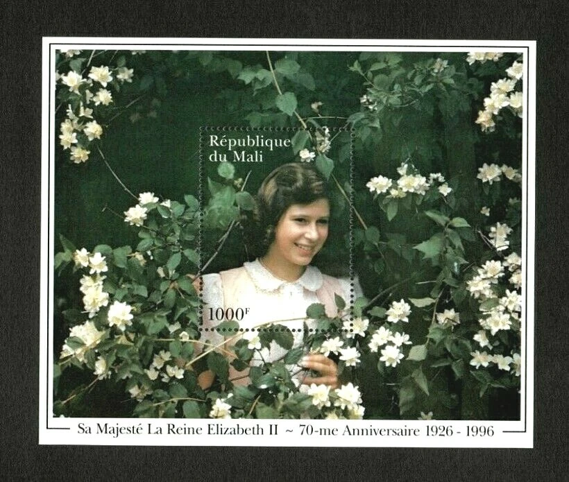 Malí 1996 - Reina Isabel, Flores - Hoja de recuerdo - Scott 785 - MNH Foto 1 de 1