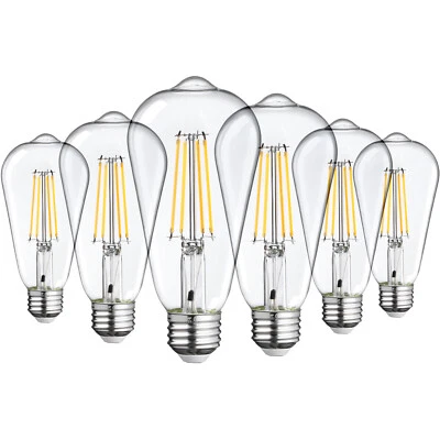 6-Pack ST64 LED Bulb, Dusk-to-Dawn, 7W=75W, ST19 Vintage Edison 2700K Soft White - Image 1 of 4