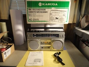 VINTAGE KASUGA # KC-2505 STEREO RADIO CASSETTE TAPE RECORDER , BOX & INTRUCTIONS - Picture 1 of 15