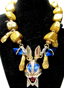 SUMARIS Silly Rabbit Swarovski Crystal KARU ARKE Brooch One of a Kind Necklace