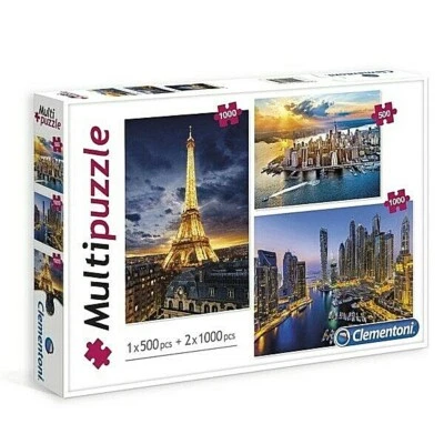 Clementoni мульти головоломка города / пейзажи изображения 2 X 1000 и 1 x 500 лобзик набор новый - Изображение 1 из 4