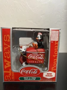 Vintage Penguin Polar Bear Cooler Ice Box Coke Coca Cola Christmas Ornament - Picture 1 of 6
