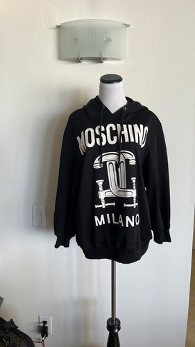 FELPA CON CAPPUCCIO MOSCHINO COUTURE NERA IMBRACATURA A SPALLA FREDDA TAGLIA: IT50 US12