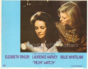NIGHT WATCH, mint 1973 original #4 Lobby Card, ELIZABETH TAYLOR, Billie Whitelaw