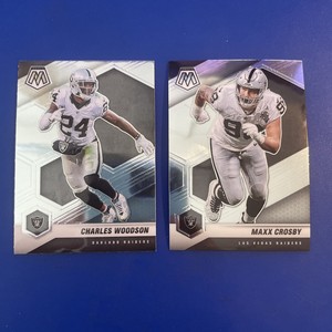2021 Mosaic Football Charles Woodson #106 & Maxx Crosby #110 Las Vegas Raiders