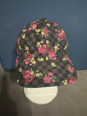 VANS Sombrero Gorra Correa Trasera Negro Ray Check Rosa Floral Estampado Fuera de la Pared Foto 1 de 4