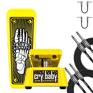 KIRK HAMMETT CRY BABY® WAH YELLOW SPARKLE EDITION KH95Y W/CABLES - Picture 1 of 10