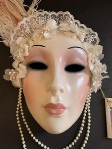 Vtg Clay Art Deco Flapper Mask Ceramic Woman 1990 Wall Decor USA Hand Painted - Picture 1 of 12