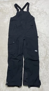 REI Snowpants Kids Medium 10 12 Black Bib Overalls Winter Lined Ski Zip Cuffs - Picture 1 of 12