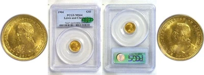 1904 $1 Lewis & Clark Gold Commemorative PCGS MS-64 CAC - Image 1 of 3