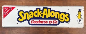 Vintage Planters Mr. Peanut Nabisco Metal Rack Sign “Snack-Alongs” 22” X 6” - Picture 1 of 7