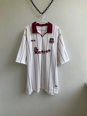 WEST HAM UNITED 2002 2003 AWAY FOOTBALL SHIRT SOCCER JERSEY FILA sz 2XL XXL MEN - Image 1 of 4