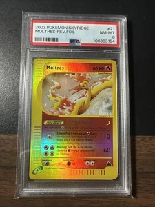 Pokémon TCG 2003 Skyridge Moltres Reverse Holo 21/144 PSA 8 NM MT - Picture 1 of 2