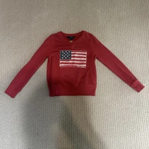 Polo by Ralph Lauren Embroidered Red Flag Graphic Sweatshirt Kids size 8-10 - Picture 1 of 5