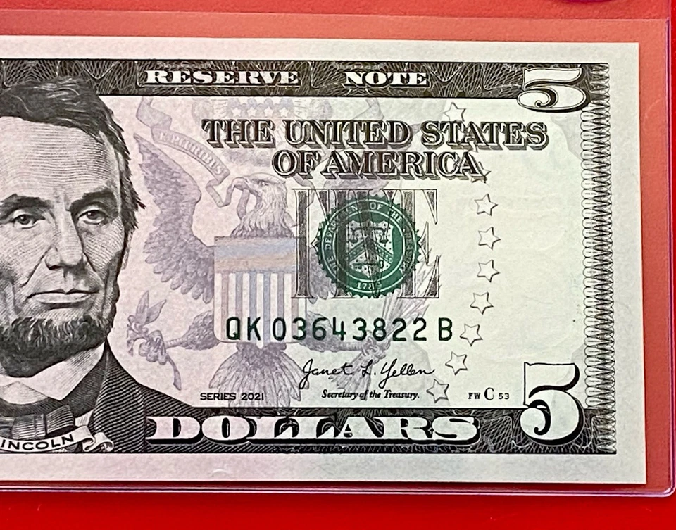 NEW 2021 $5 DOLLAR BILL -NOTE ( DALLAS K ) Uncirculated - Image 1 of 3