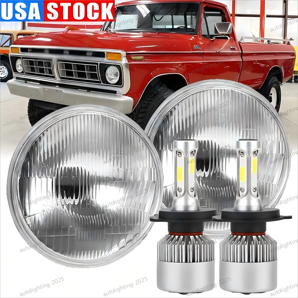 Faro LED redondo alto/bajo para camioneta Ford F-100 F-250 F-350 1953-1977 7" pulgadas Foto 1 de 4
