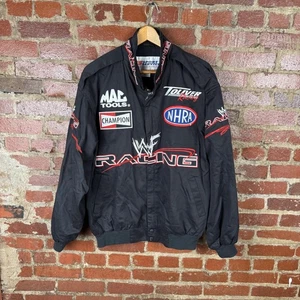 Vintage WWF Racing Jacket Mens Medium Black NHRA Toliver WWE Wrestling 2000s - Picture 1 of 6